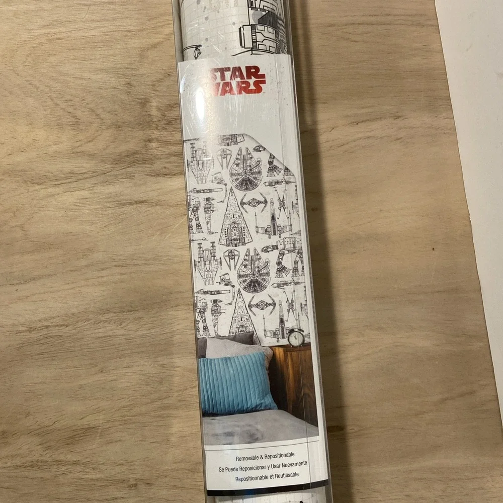 RoomMates RMK11036WP Star Wars Blueprint Black & White Peel and Stick Wallpap...